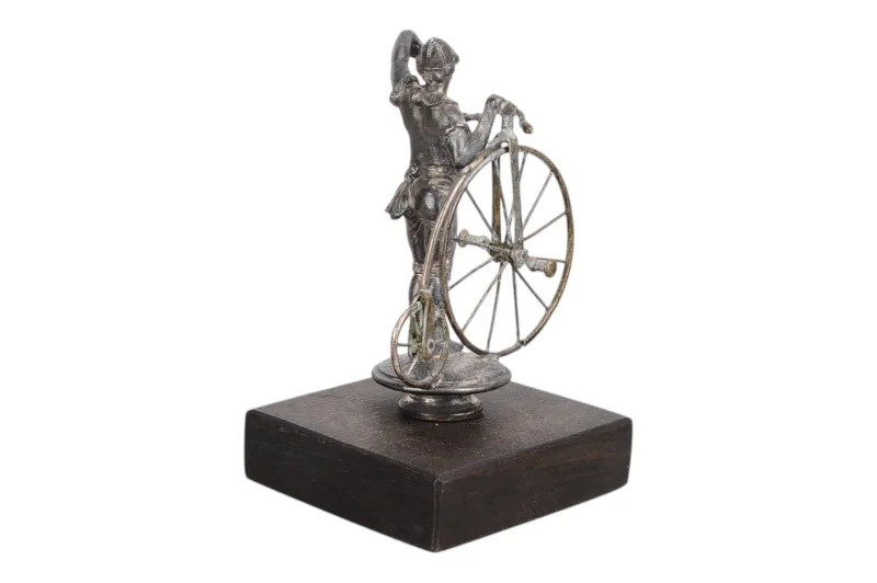 Vintage Hochrad Metallfigurine auf Holzsockel 4 Vintage Hochrad Metallfigurine auf Holzsockel – Bild 4