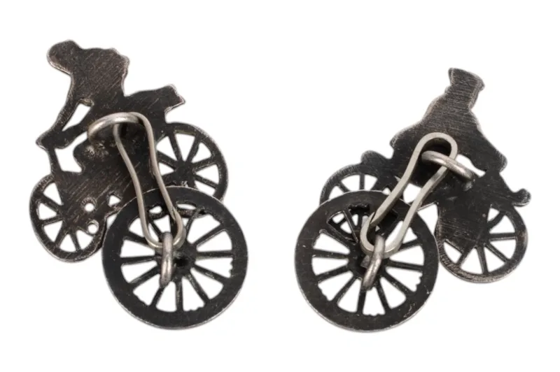 Vintage Silber Fahrradfahrer Pärchen Manschettenknöpfe 2 Vintage Silber Fahrradfahrer Pärchen Manschettenknöpfe – Bild 2