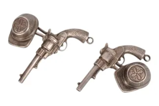 Vintage Silber Pistolen Südstaaten Union Manschettenknöpfe