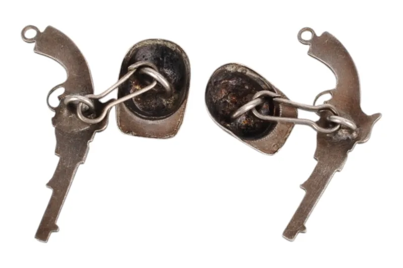 Vintage Silber Pistolen Südstaaten Union Manschettenknöpfe 2 Vintage Silber Pistolen Südstaaten Union Manschettenknöpfe – Bild 2