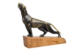 Bronzefigur Art Deco Raubkatze Jaguar