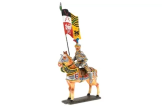 Lineol Duscha Ritter zu Pferd mit Banner, Crusader on horseback
