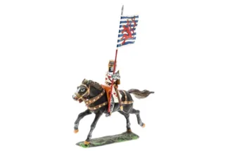 Lineol Duscha Ritter zu Pferd mit rotem Löwen Banner, Crusader on horseback