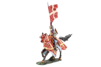 Lineol Duscha Ritter zu Pferd mit weißem Kreuz Banner, Crusader on horseback