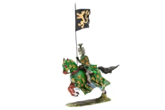 Lineol Duscha Ritter zu Pferd mit goldenen Löwen Banner, Crusader on horseback