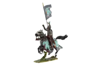 Lineol Duscha Ritter zu Pferd mit Drachen Banner, Crusader on horseback