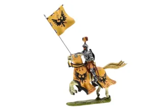 Lineol Duscha Ritter zu Pferd mit Doppeladler Banner,