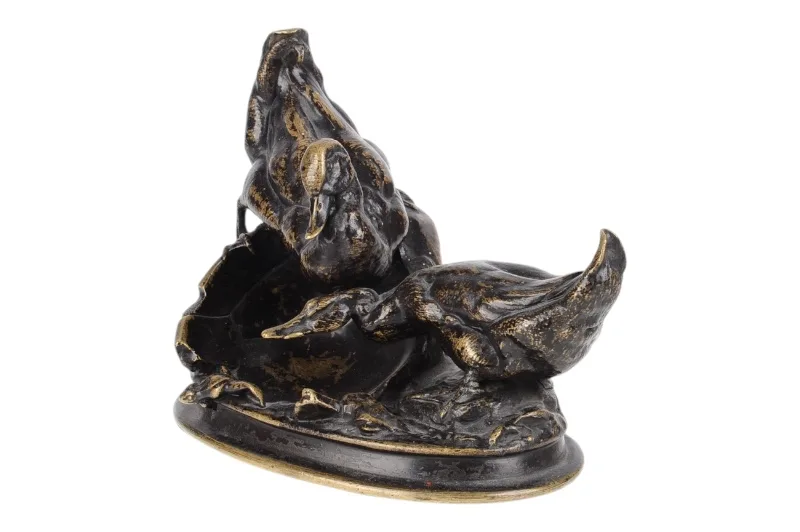 Auguste-Nicolas Cain Bronzefigur Entenpaar mit Frosch 2 Auguste-Nicolas Cain Bronzefigur Entenpaar mit Frosch – Bild 2