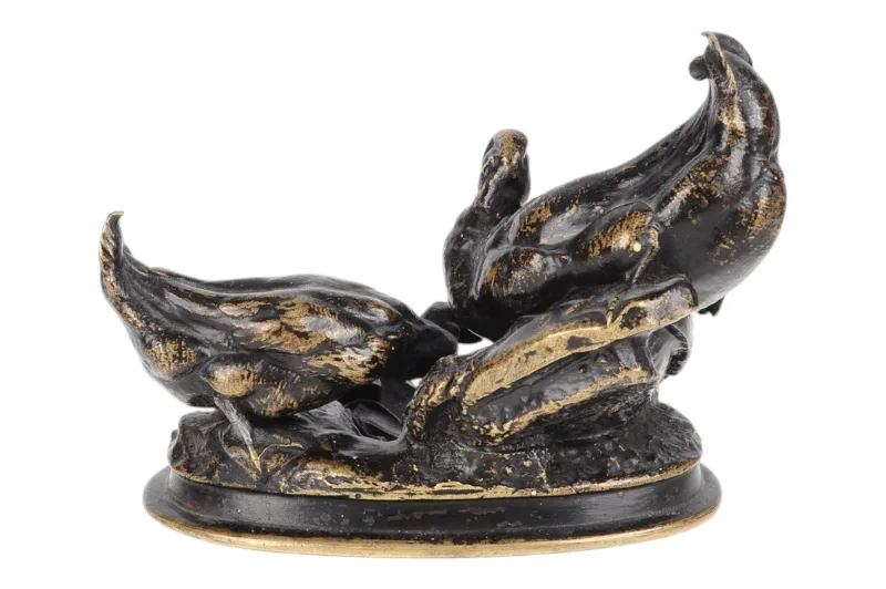 Auguste-Nicolas Cain Bronzefigur Entenpaar mit Frosch 6 Auguste-Nicolas Cain Bronzefigur Entenpaar mit Frosch – Bild 6
