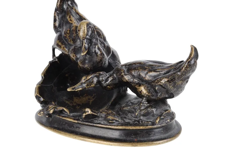 Auguste-Nicolas Cain Bronzefigur Entenpaar mit Frosch 3 Auguste-Nicolas Cain Bronzefigur Entenpaar mit Frosch – Bild 3