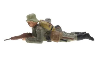 Lineol Soldat liegend mit Gewehr