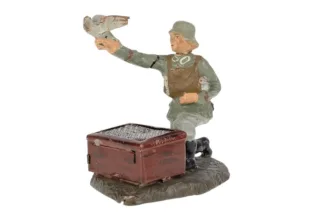 Lineol Soldat kniend mit Feldpost Taube