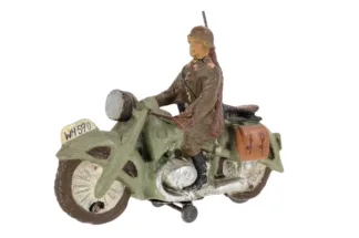 Elastolin Soldat am Motorrad Kradmelder