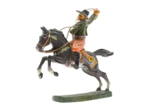 Elastolin Cowboy zu Pferd reitend mit Lasso