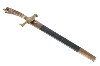 Hirschfänger mit geätzter Klinge Jagddolch Hunting Dagger Solingen