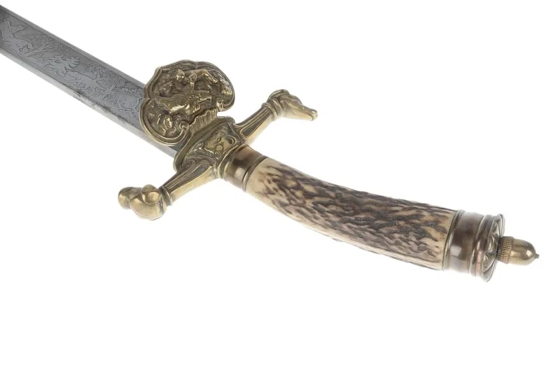 Hirschfänger mit geätzter Klinge Jagddolch Hunting Dagger Solingen 12 Hirschfänger mit geätzter Klinge Jagddolch Hunting Dagger Solingen – Bild 12