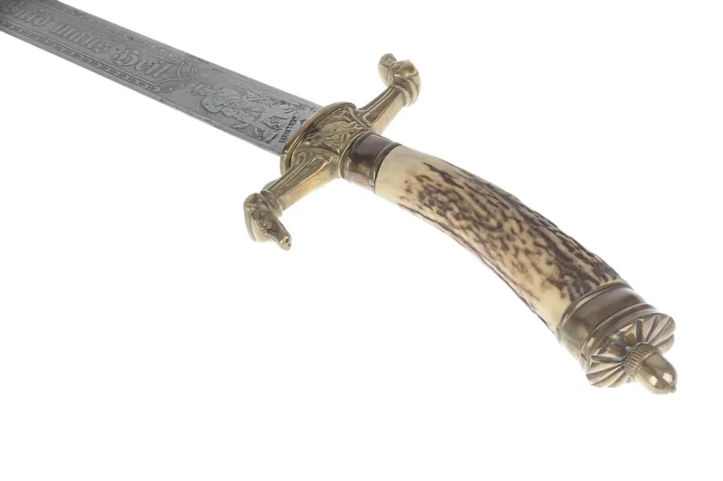 Hirschfänger mit geätzter Klinge Jagddolch Hunting Dagger Solingen 13 Hirschfänger mit geätzter Klinge Jagddolch Hunting Dagger Solingen – Bild 13