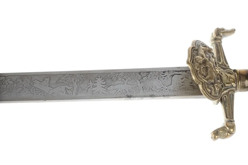 Hirschfänger mit geätzter Klinge Jagddolch Hunting Dagger Solingen 8 Hirschfänger mit geätzter Klinge Jagddolch Hunting Dagger Solingen – Bild 8