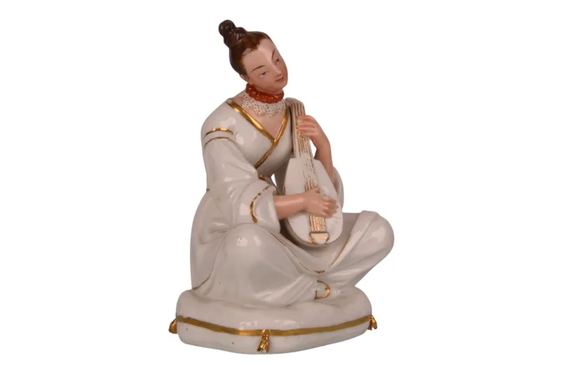 Sitzende Mandoline Spielerin Porzellanfigur von Jacob Petit um 1840 2 Sitzende Mandoline Spielerin Porzellanfigur von Jacob Petit um 1840 – Bild 2