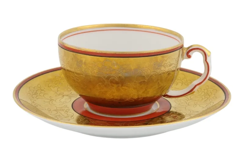 Prachtvolle Porzellan Tasse mit Untertasse in floralem Design in Gold und Orange von Thomas Bavaria 6 Prachtvolle Porzellan Tasse mit Untertasse in floralem Design in Gold und Orange von Thomas Bavaria – Bild 6