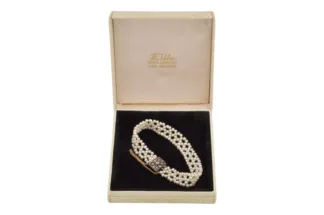 Süsswasserperlen Armband mit 14K Goldschliesse und Brillanten