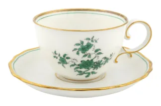 Augarten Porzellan Kaffeetasse mit Untertasse im Prinz Eugen Muster