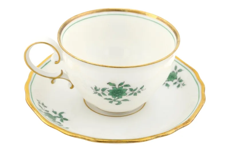 Augarten Porzellan Kaffeetasse mit Untertasse im Prinz Eugen Muster 2 Augarten Porzellan Kaffeetasse mit Untertasse im Prinz Eugen Muster – Bild 2