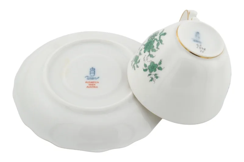 Augarten Porzellan Kaffeetasse mit Untertasse im Prinz Eugen Muster 7 Augarten Porzellan Kaffeetasse mit Untertasse im Prinz Eugen Muster – Bild 7