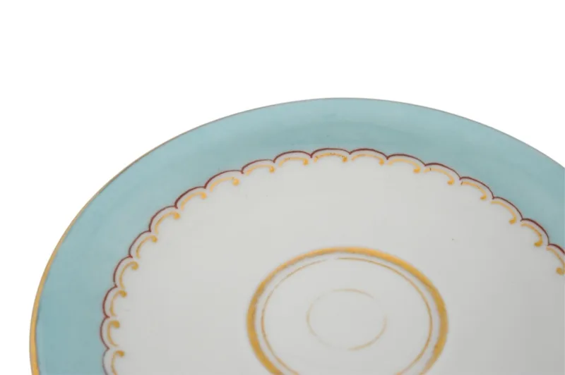 Karlsbad Porzellan Kaffeetasse mit Untertasse in Türkis Gold 6 Karlsbad Porzellan Kaffeetasse mit Untertasse in Türkis Gold – Bild 6