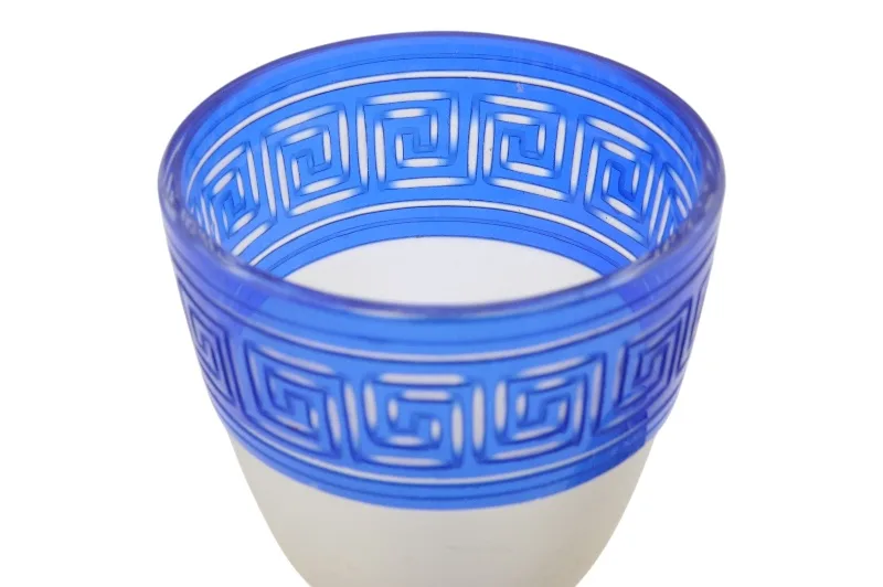 Ein historistisch versilbertes Senfglas mit blauem Overlay Design 6 Ein historistisch versilbertes Senfglas mit blauem Overlay Design – Bild 6