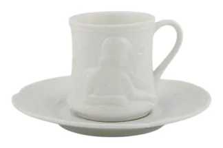 Ginori Porzellan Mokkatasse mit Untertasse aus der Jugendstil Serie IRIS