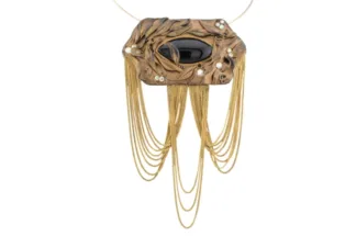 Halskette Collier von MARENA mit schwarzem Schmuckstein