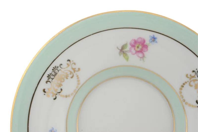 Porzellantasse mit Untertasse von Bremen und Schmidt in Türkis und Gold 5 Porzellantasse mit Untertasse von Bremen und Schmidt in Türkis und Gold – Bild 5
