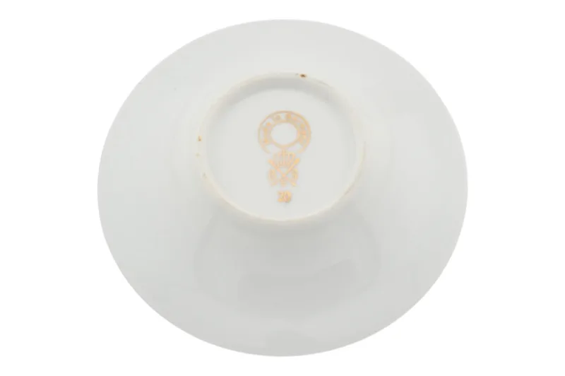 Porzellantasse mit Untertasse von Bremen und Schmidt in Türkis und Gold 4 Porzellantasse mit Untertasse von Bremen und Schmidt in Türkis und Gold – Bild 4