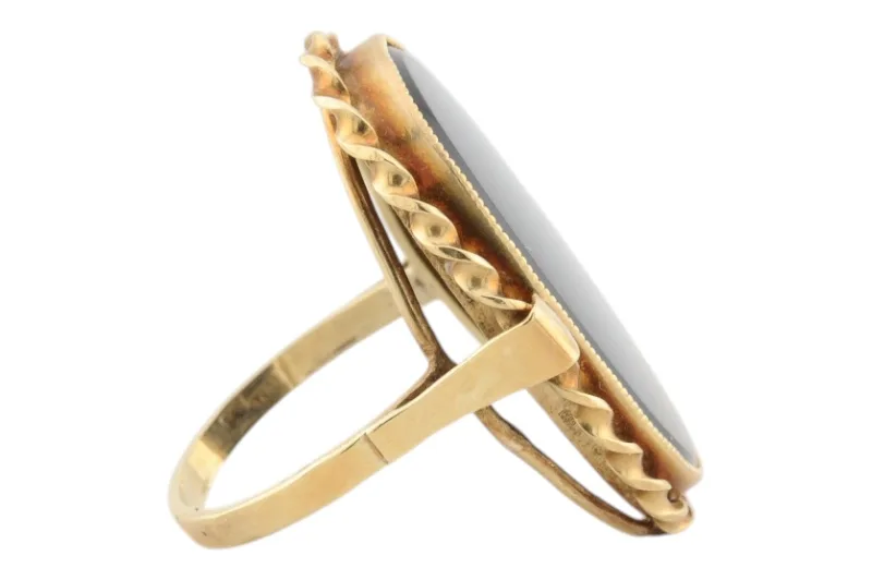14 Karat Goldring mit schwarzem Stein 5 14 Karat Goldring mit schwarzem Stein – Bild 5