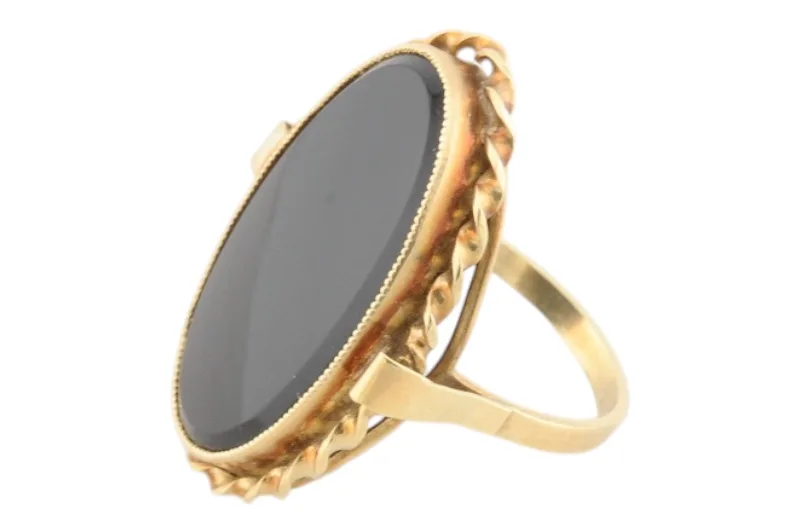 14 Karat Goldring mit schwarzem Stein 3 14 Karat Goldring mit schwarzem Stein – Bild 3