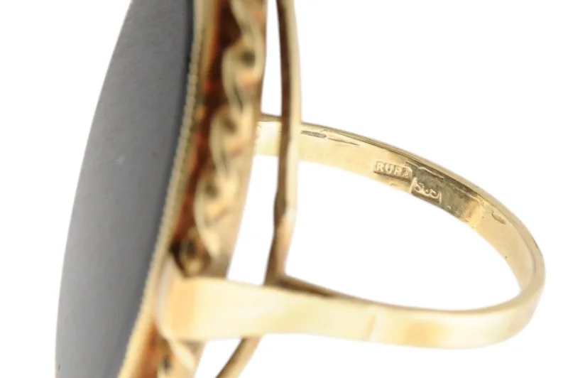 14 Karat Goldring mit schwarzem Stein 6 14 Karat Goldring mit schwarzem Stein – Bild 6