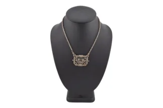 Damen Collier Halskette aus 800er Silber mit Rubin