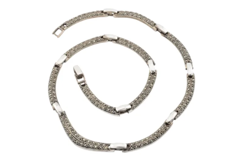 Silber Collier Halskette mit Markasiten 4 Silber Collier Halskette mit Markasiten – Bild 4
