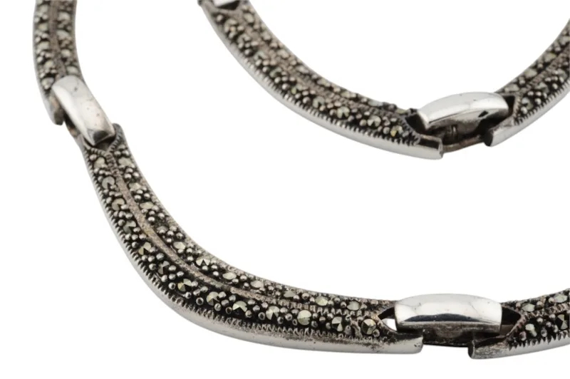 Silber Collier Halskette mit Markasiten 3 Silber Collier Halskette mit Markasiten – Bild 3