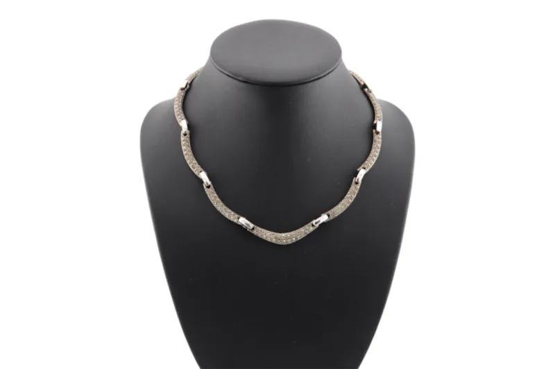 Silber Collier Halskette mit Markasiten 2 Silber Collier Halskette mit Markasiten – Bild 2