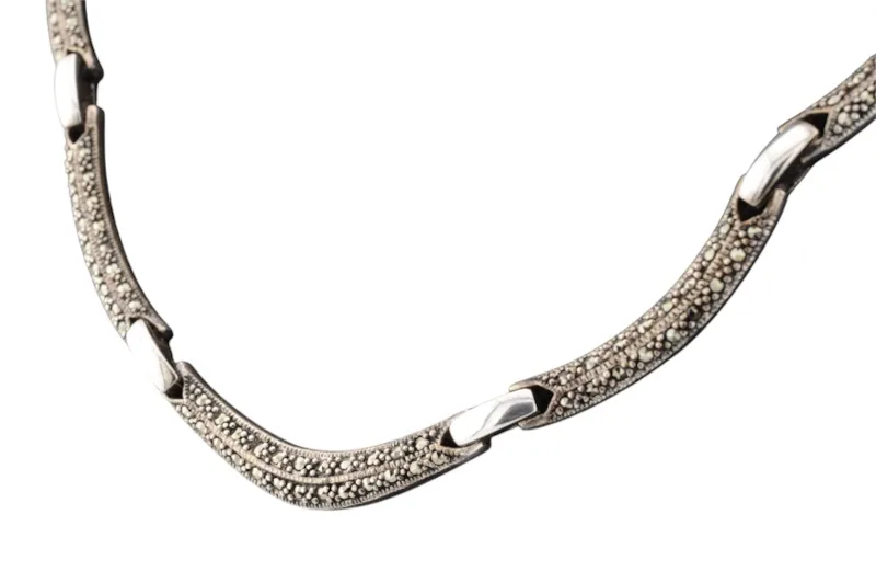 Silber Collier Halskette mit Markasiten 10 Silber Collier Halskette mit Markasiten – Bild 10