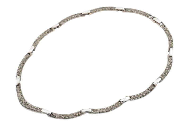 Silber Collier Halskette mit Markasiten 9 Silber Collier Halskette mit Markasiten – Bild 9