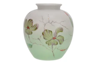 Blassgrüne Rosenthal Porzellanvase mit handgemaltem Blumenmotiv