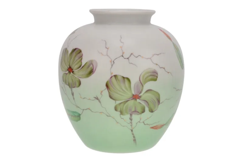 Blassgrüne Rosenthal Porzellanvase mit handgemaltem Blumenmotiv 1 Blassgrüne Rosenthal Porzellanvase mit handgemaltem Blumenmotiv