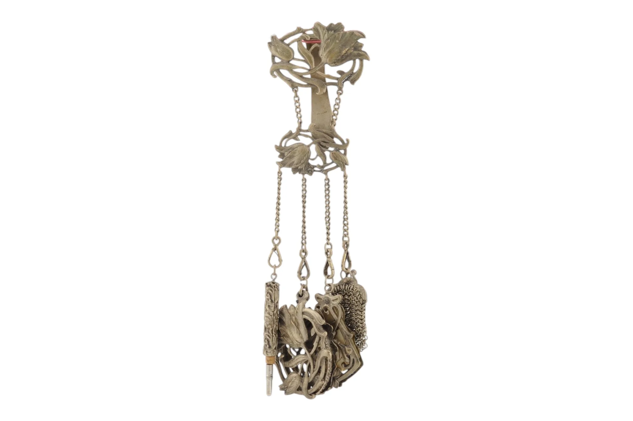 Einzigartige Jugendstil Chatelaine mit 4 Anhängern 2 Einzigartige Jugendstil Chatelaine mit 4 Anhängern – Bild 2