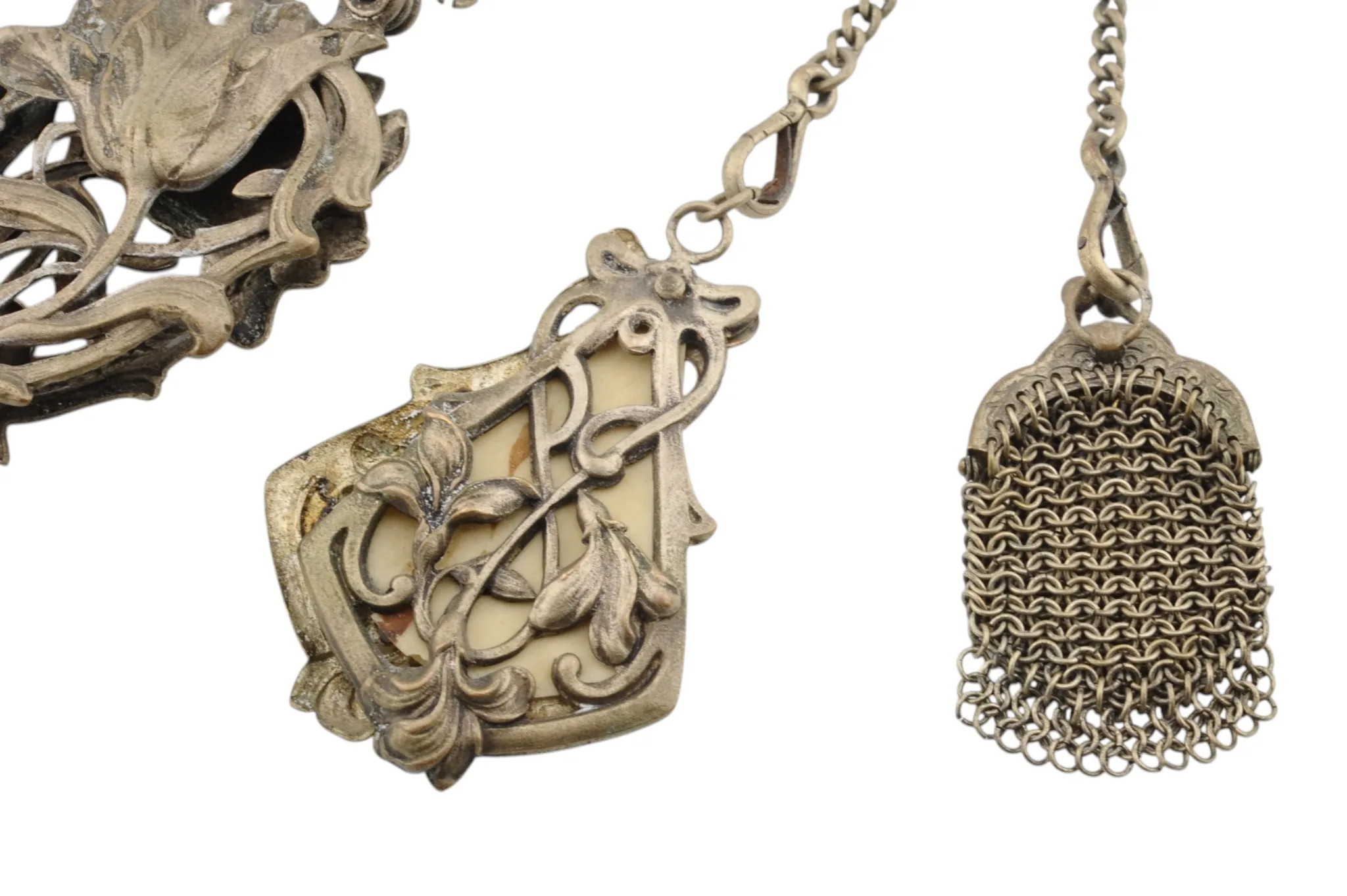 Einzigartige Jugendstil Chatelaine mit 4 Anhängern 4 Einzigartige Jugendstil Chatelaine mit 4 Anhängern – Bild 4