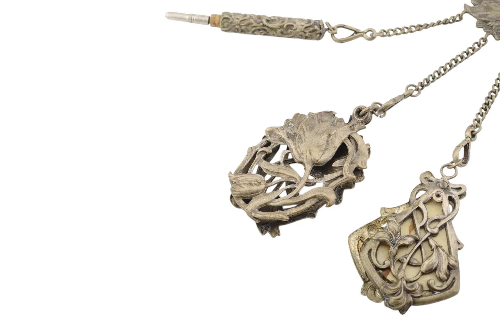 Einzigartige Jugendstil Chatelaine mit 4 Anhängern 5 Einzigartige Jugendstil Chatelaine mit 4 Anhängern – Bild 5