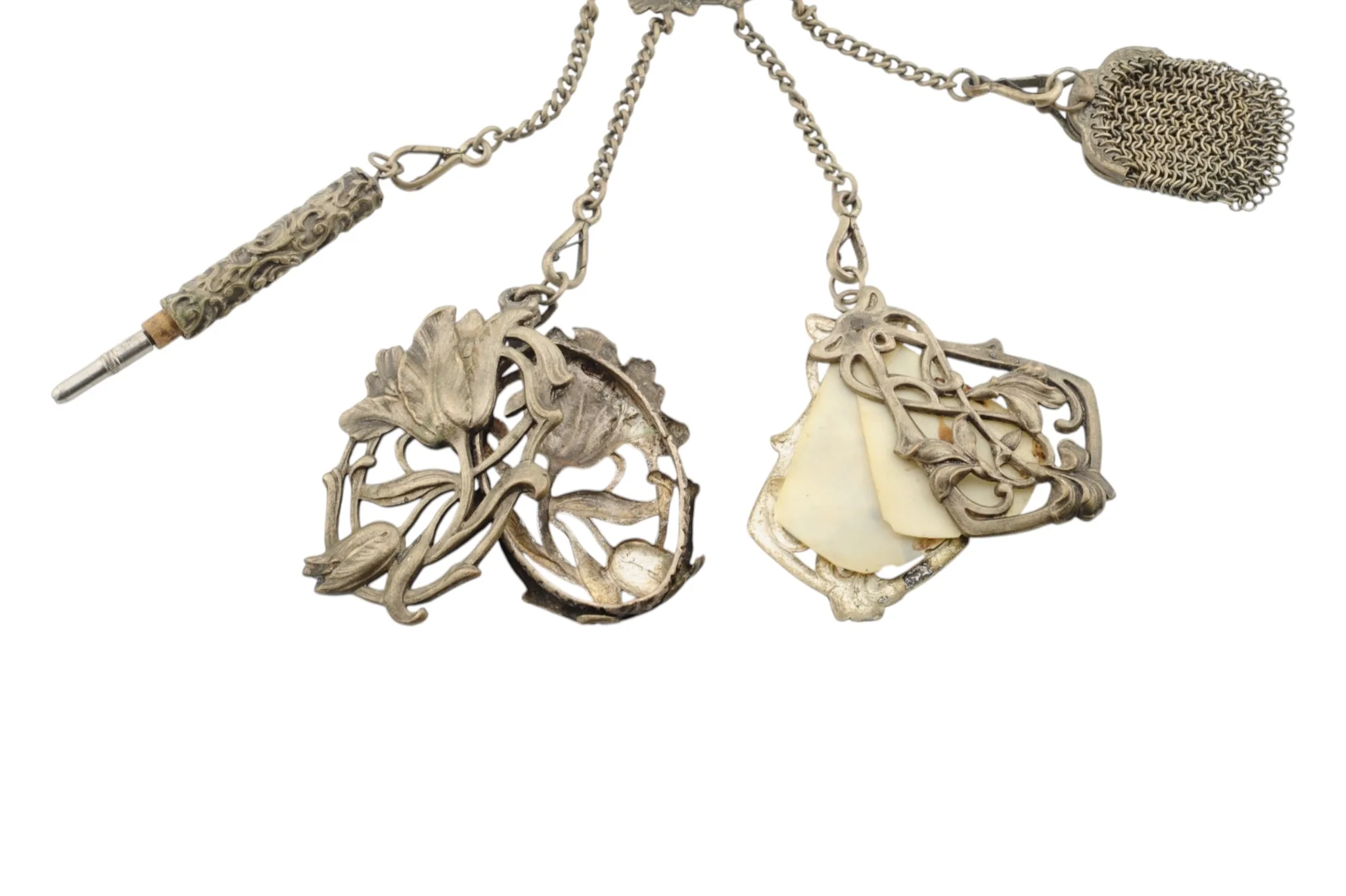 Einzigartige Jugendstil Chatelaine mit 4 Anhängern 6 Einzigartige Jugendstil Chatelaine mit 4 Anhängern – Bild 6