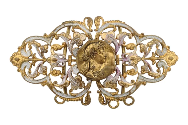 Jugendstil Gürtelschnalle mit Profil einer Nymphe 1 Jugendstil Gürtelschnalle mit Profil einer Nymphe